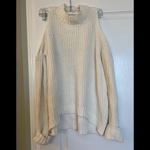 Cold shoulder knit sweater